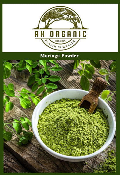 AH ORGANIC Moringa Powder – 100% Organic | Halal | Gluten Free | Herbal | 100gm