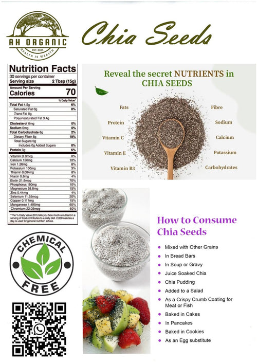 AH ORGANIC Chia Seeds – 100% Organic | Chemical Free | Superfood | 250gm
